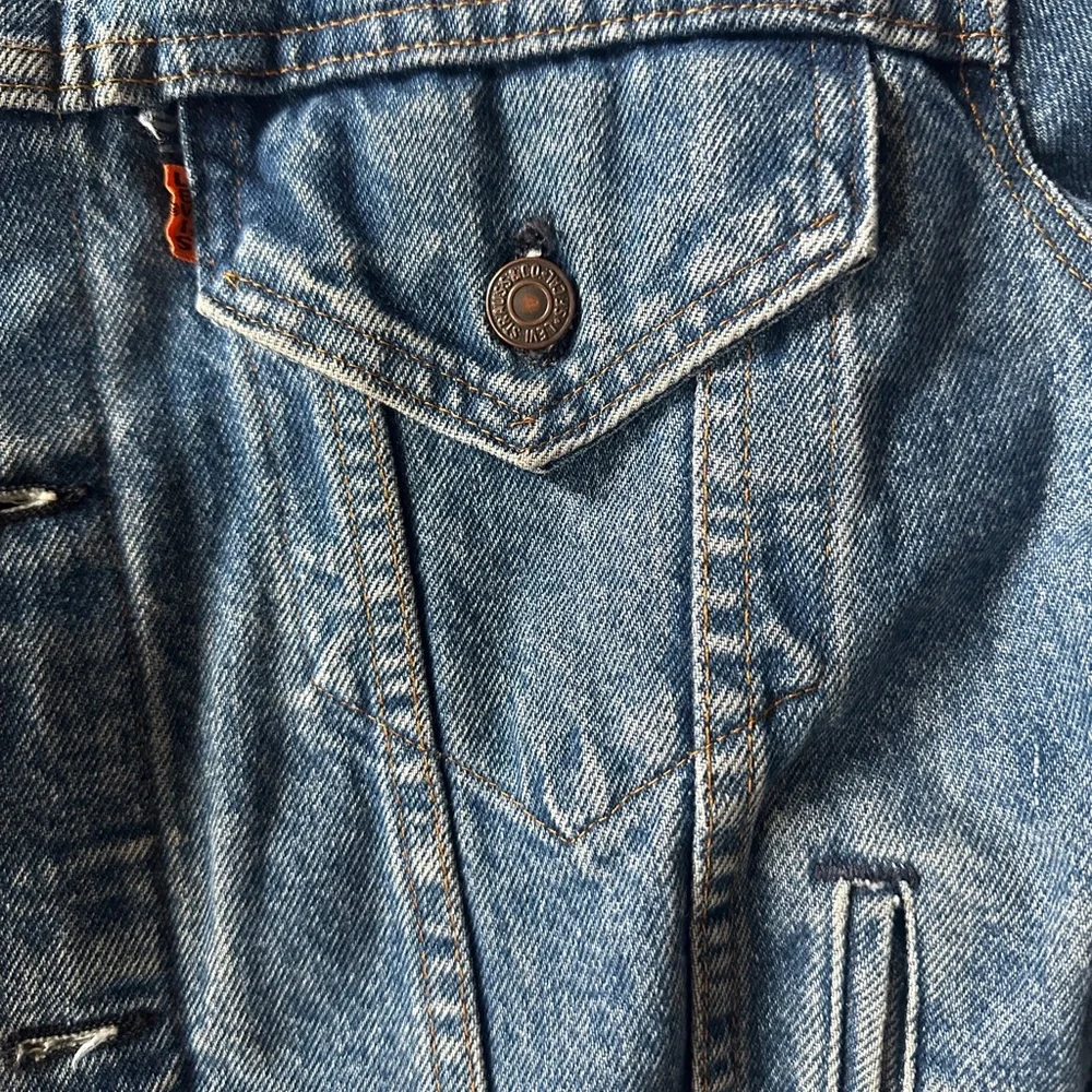 Reformation Denim Jacket with Faux Fur Collar & Cuffs - Size L - Picture 2 of 3